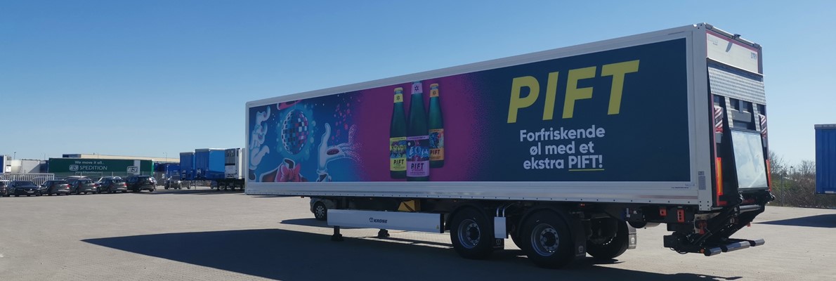 "PIFT" - super flotte lastbil reklamer, monteret med den nye forfriskende Øl variant fra Royal Unibrew