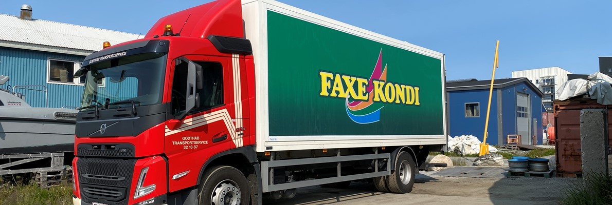 Flexsign - nu også leverandør af reklamer på lastbiler på Grønland....